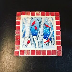 Homemade Cardinal 6” x 6” Trivet NWOT